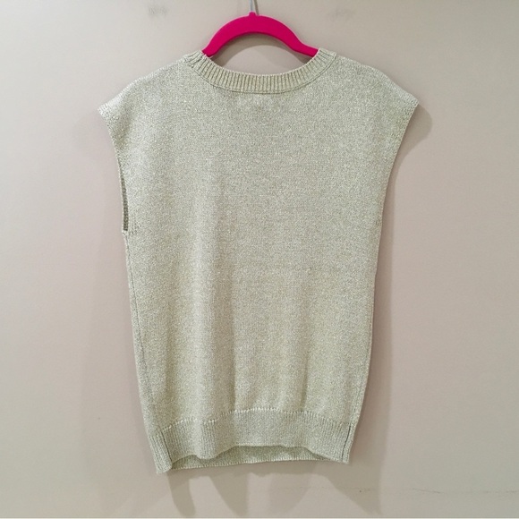 NWT Calvin Klein Jeans Beige Gold sparkle Sweater Vest top Size Xs - Picture 2 of 4